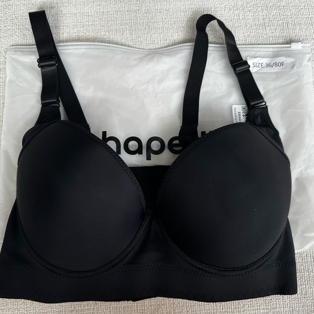 Shapedly Black Longline Padded Bra with Smooth Cups